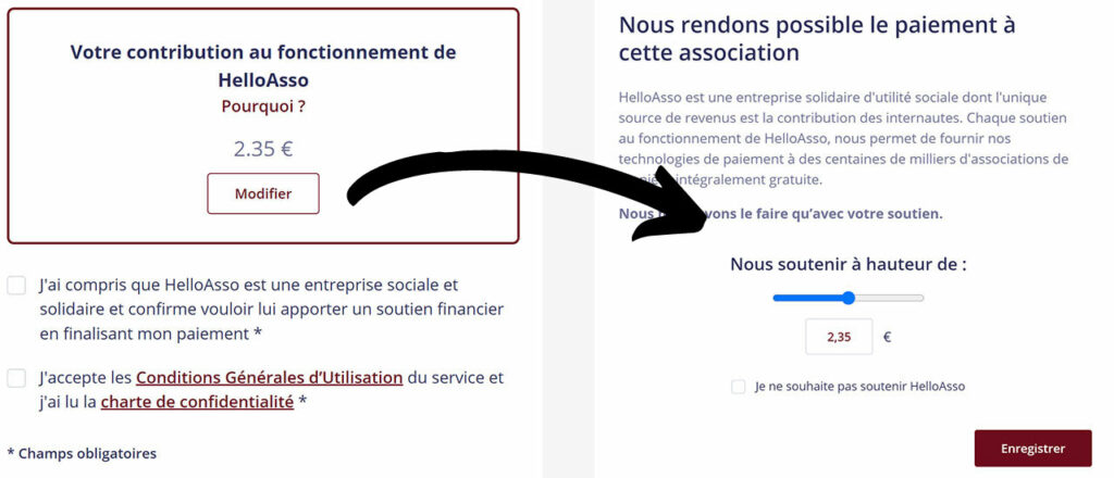 Capture d'écran contribution HelloAsso